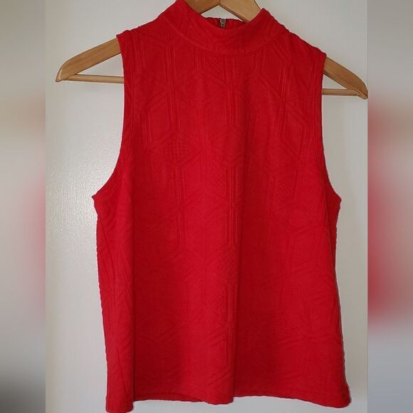 Anthropologie Postmark 9-h15 Stcl Coral Geometric Mock Neck Small - Picture 3 of 5